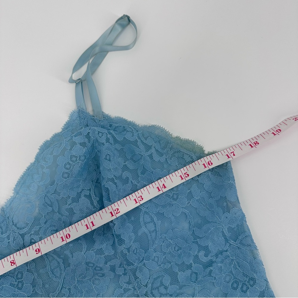 Vintage Full Slip Dress Blue Womens Size 34 Lace Nylon Boudoir Flirty Sexy - Picture 12 of 14